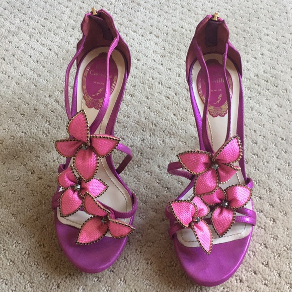purple flower heels